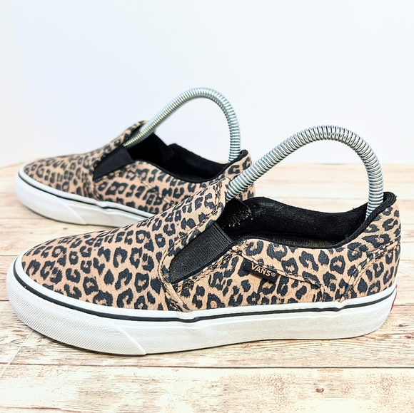 Vans Asher Deluxe Comfort Ortholite Cheetah Leopard Print Women's 6.5 Black Tan - Picture 2 of 13